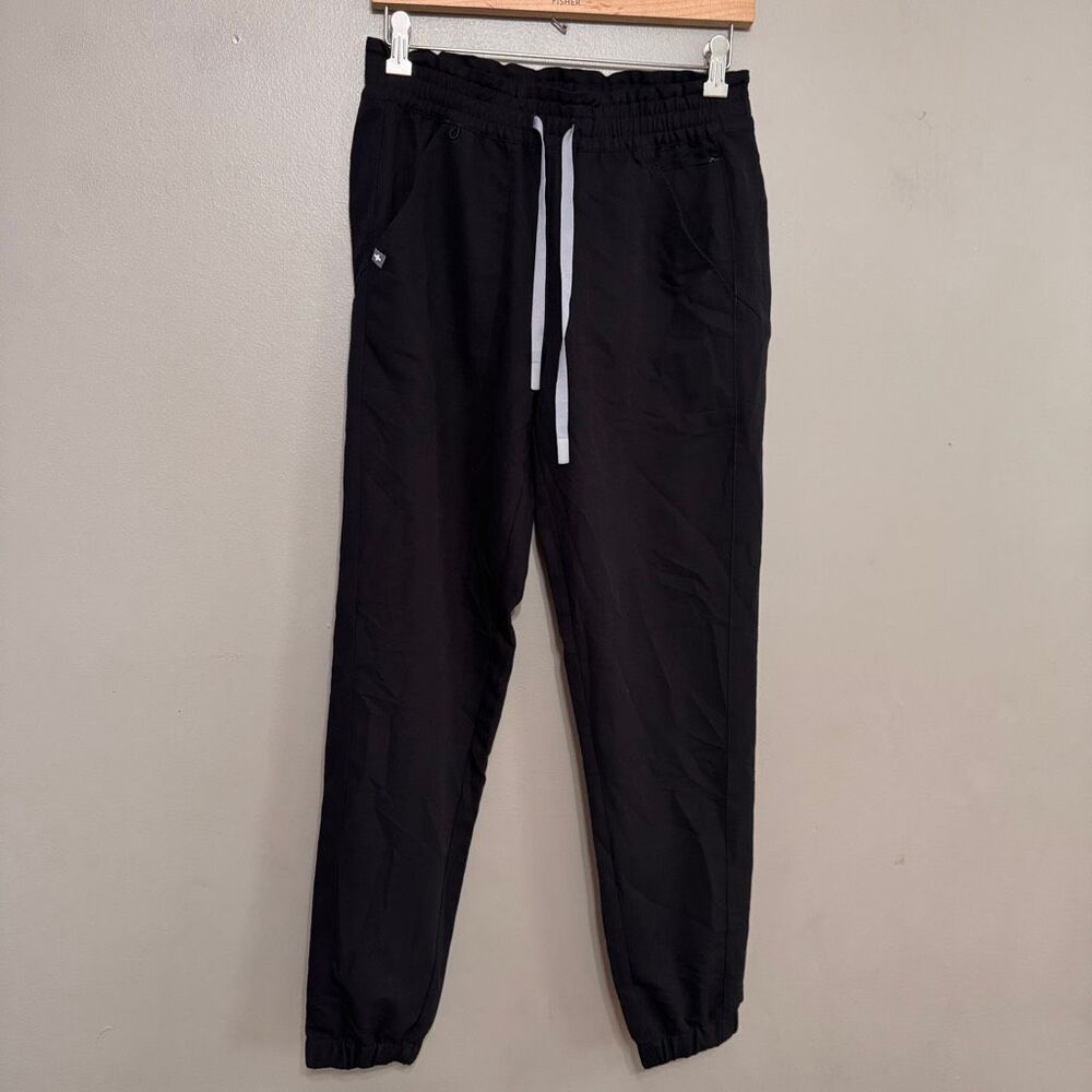 FIGS jogger scrub pants black with elastic waist and cuffed ankles size small